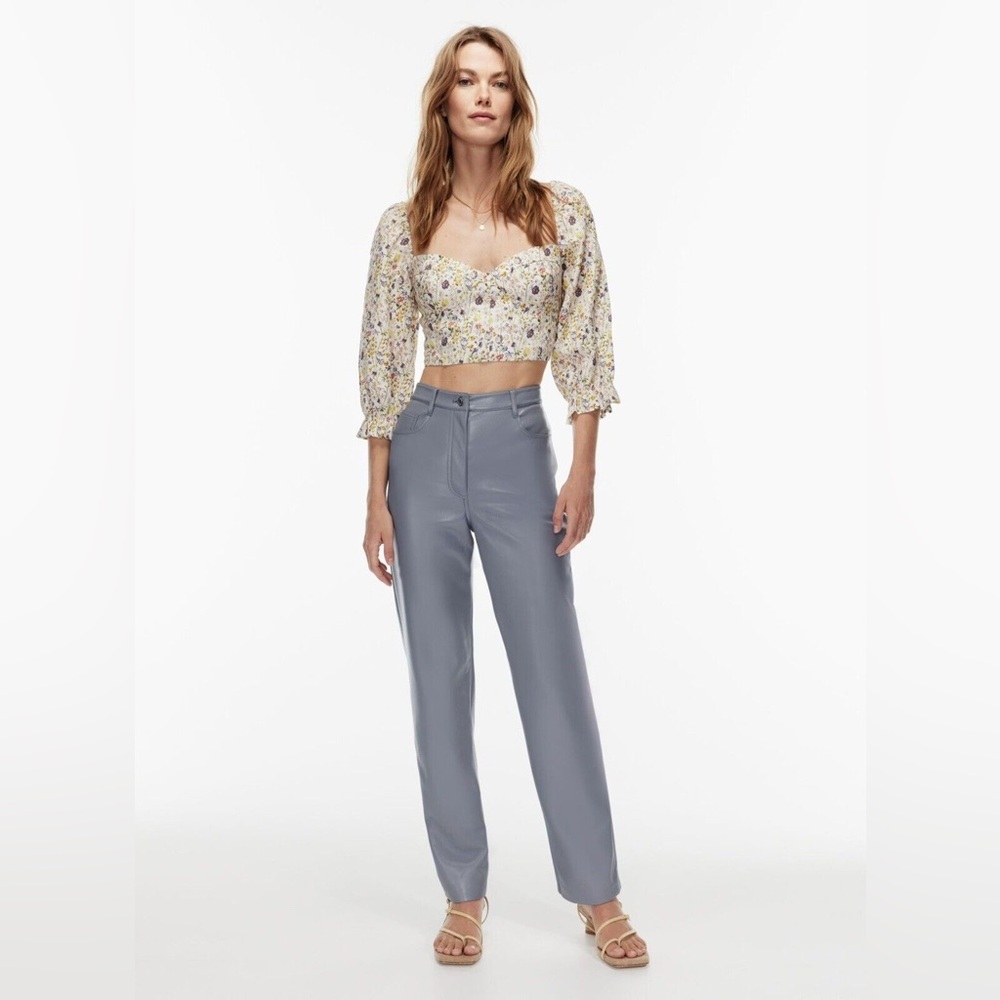 ARITZIA Wilfred Melina Faux Leather Straight Leg Pant, Ardoise Grey, Size 4